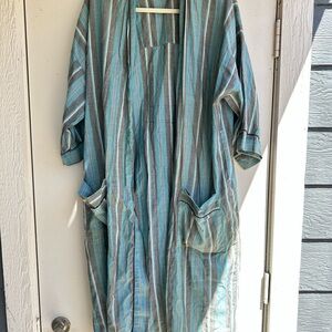 Pierre Cardin Striped Blue and Gray Robe